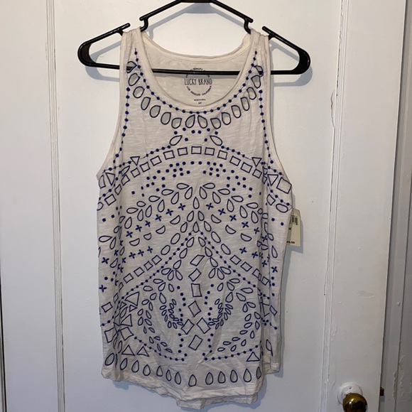 Lucky Brand Tops - Lucky Brand cutout and embroidered geometrical tank top